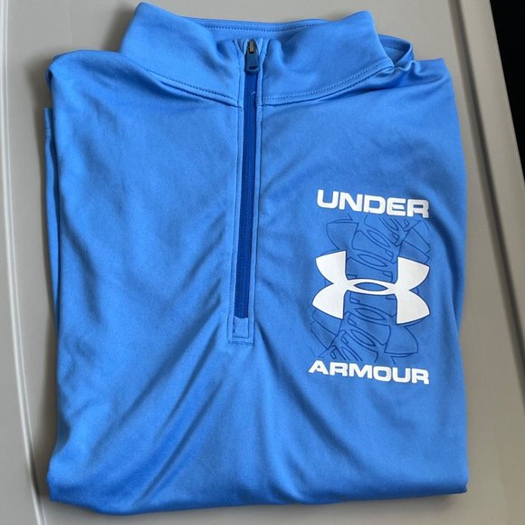 Under Armour Heat Gear Loose Large Logo 1/4 Zipper Long Sleeve Youth Large Shirt - Picture 3 of 7